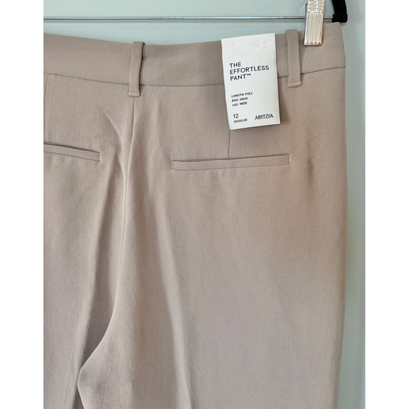 Aritzia The Effortless Wide Leg High Rise Trouser Pant Nomad Taupe Size 12 NWT - Picture 12 of 14